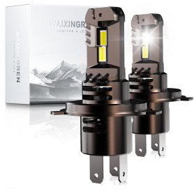 WAIXINGREN Ampoule H4 LED Voiture 36000LM, 120W, 6500K Lumière Blanche, Remplacement pour Halogènes, 1:1 Taille Halogène, Plug a