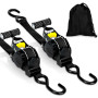 WUSUPU 2 Sangles d'arrimage à Cliquet Rétractables,Sangles à Cliquet Automatique,680kg de Résistance à la Rupture, 3.3M Crochets