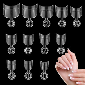 MWOOT 600 Pièces Ovale Court Faux Ongles Artificiel Capsules Ongles Nail Tips, Français Acrylique Faux Ongles Pointues Extension