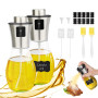Behiruch Lot de 2 pulvérisateurs d'huile pour huile alimentaire, en verre, 2 x 200 ml, vaporisateur d'huile pour la cuisson, vap