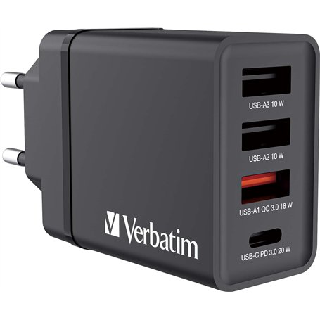 VERBATIM Chargeur USB mural 4 ports 30 W Noir
