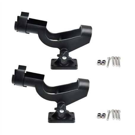 Nuzamas - Lot de 2 supports de canne à pêche - Réglage à l'horizontale ou à la verticale - Rotation à 360 degrés - Montage sur r