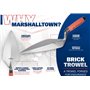 Marshalltown Truelle, truelle de style londonien avec manche ergonomique Durasoft, en acier au carbone, avec pointe large et col