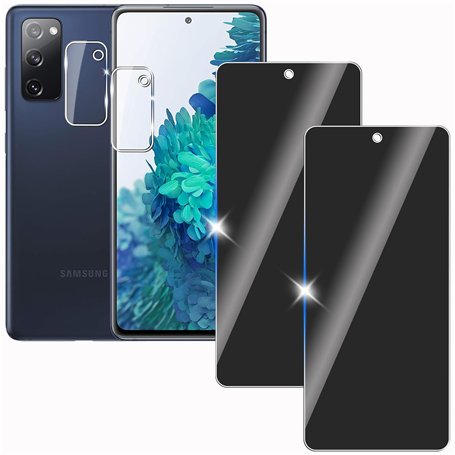 KULAIKE 2 Pièces Anti-Espion Protection Écran Verre Trempé pour Samsung galaxy S20FE avec 2 Pièces Protecteur d'objectif de Came