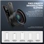 NEEWER BASICS Kit d'accessoires 2 en 1 pour objectif d'appareil photo de téléphone,grand angle HD 0,45x + macro 15x,pince d'obje