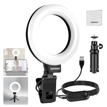 NEEWER Basics Anneau Lumineux 5" avec Mini Trépied pour Vidéoconférence