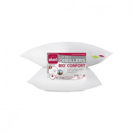 ABEIL Lot de 2 Oreillers Bio Confort - 60 x 60 cm - Blanc 61,99 €