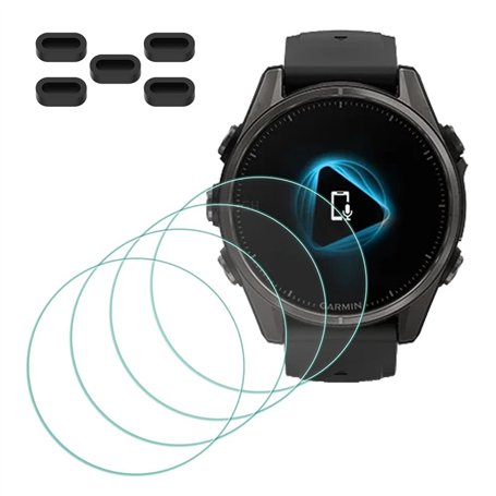 MTHGH Protection Écran pour Garmin fenix 8-43mm Sapphire Verre Trempé [4 pièces]+ Bouchons anti-poussière 5 pièces