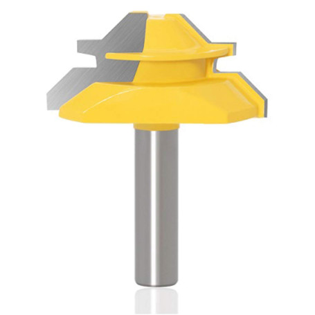 Gasea 8mm 45 Degrés Verrouillage Lock Mitre Routeur Bit Fraise à Rainurer Pour Coupe-Bois 51mm Diamètre Coupe Jaune