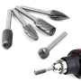Gasea 5PCS 6×10mm Fraises Double Coupe Rotatives Carbure de Tungstène Die Grinder Bit 6.35mm Tige Cylindrique de Gravure Rotatif