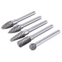 Gasea 5PCS 6×10mm Fraises Double Coupe Rotatives Carbure de Tungstène Die Grinder Bit 6.35mm Tige Cylindrique de Gravure Rotatif