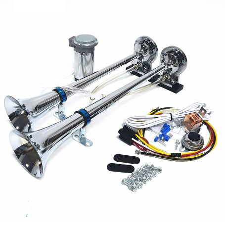 YIYIDA Klaxon de voiture Klaxon à air 12V Klaxon à tonalité élevée et à tonalité grave Klaxon à double tube 165db Car Horn Klaxo