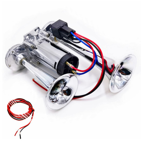 YIYIDA Klaxon électrique de voiture Klaxon de voiture 12V Klaxon de camion 165db Trompettes haut et bas ton argent Double tube k