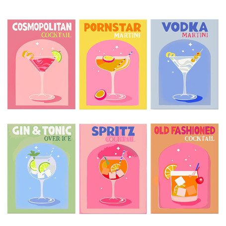 6 Pièces Peinture Numero Adulte Cocktail