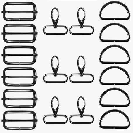 SIXHAOBU Lot de 18 mousquetons rotatifs avec articulation pivotante accessoires couture D accessoire de poche pour couture mousq