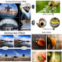 Set de 3 en 1 pour téléphone portable Adaptateur pour appareil photo à clipser Objectif Fisheye 180° + grand angle (0,67x Wide) 