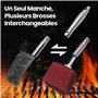 Brosse Barbecue 3-en-1 | Brosse Grille Barbecue avec Grattoir et Éponge Résistante à la Chaleur | Brosse Nettoyage Barbecue pour