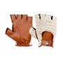 BUSINESS SQUARE BS Gants Mitaines de Conduite en Cuir Vachette et Crochet en Coton pour Homme Style Rétro Gants de Luxe sans Doi