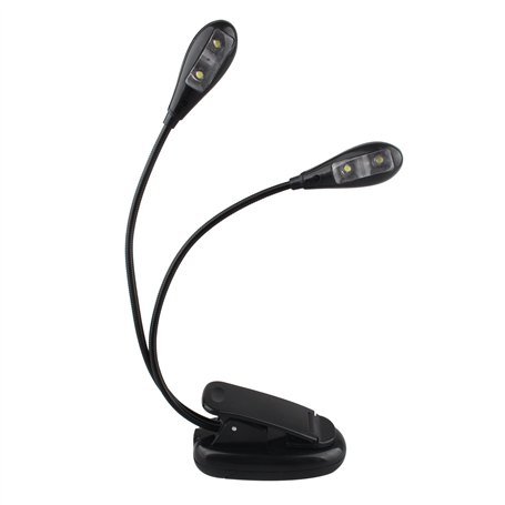 Futheda Portable à double tête lampe à Pupitre avec 2 Flexible col de cygne Bras 4 LED à clipser