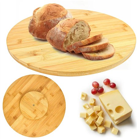 CAREDGO Plateau de Service Rotatif en Bambou