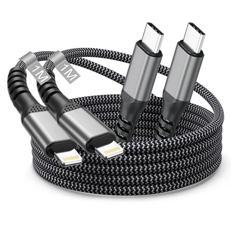 Câble USB C vers Lightning 1M Lot de 2[A-pple Certifié MFi]