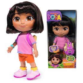 Dora - Poupée Chante Et Explore - Figurine Interactive 30 Cm - 1 Figurine 7 Accessoires 2 Chansons & 10 Sons - Bilingue Français Dora - Poupée Chante Et Explore - Figurine Interactive 30 Cm - 1 Figurine 7 Accessoires 2 Chansons & 10 Sons - Bilingue Français