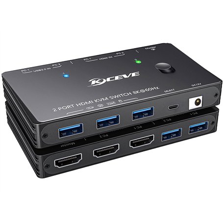 YOUTINGHDAV KVM Switch HDMI 8K@60Hz 4K@120Hz