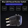 Keenso 3 Broches Interrupteur à Bascule, 12V 16A Commutateur On/Off Rond avec LED Lumière Bleu pour Voiture Camion Commutateur d