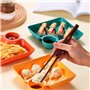 SPORWAY Lot de 4 Assiettes à Collation Avec Compartiments - Bols à Sauce, Frites, Tapas - Pour Apéritifs et Sauces