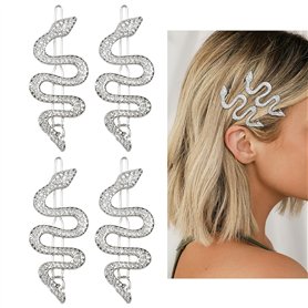 4 Pièces Pince Cheveux Serpent Barrettes Cheveux Femme Clips Cheveux Vintage en Strass Pince a Cheveux Femme Accessoires de Chev