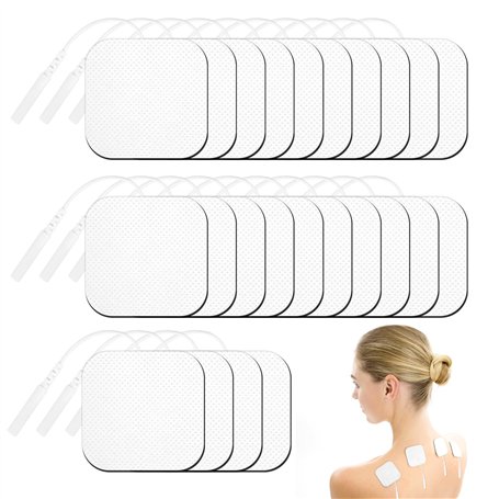 YARVPUV TENS Lot de 24 électrodes réutilisables 5 x 5 cm pour électrostimulateur et EMS Trainer
