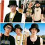 7 Pièces Déguisement Rappeur, Chaine Or Homme,Kit de Costume Hip Hop avec Chapeau,Gangster Gang Lunettes de Soleil, Accessoires 