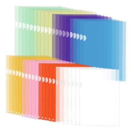 Set de 42 pochette plastique A4 ouvertes sur le côté – pochette A4 colorée en 8 couleurs – pochette transparente claire – pochet