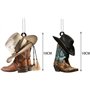 Pendentif marron pour rétroviseur de voiture, bottes de cowboy et chapeaux personnalisés en acrylique plat à suspendre pour voit