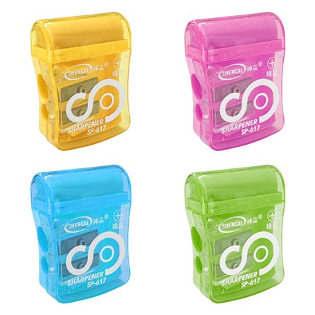 Lot de 4 taille-crayons manuels 2 en 1 à double trous pour enfants