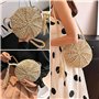 MEMOFYND 1 sac rond en paille - Sac à bandoulière bohème tressé - Sac de plage simple - Sac à main à pompons - Convient pour les