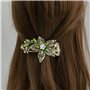 2 Fleurs Clip À Cheveux, Accessoires De Cheveux De La Mode Exquis, Pince À Cheveux En Cristal Pour Femmes, Pince À Cheveux Verts