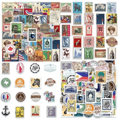 HDGSAFD 100 Autocollants De Tampon De Voyage Vintage