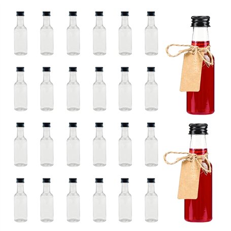 MytaYt Lot de 24 Mini Bouteilles Plastiques 50ml Réutilisables avec 2 Entonnoirs et 24 Étiquettes pour Mariages et Fêtes