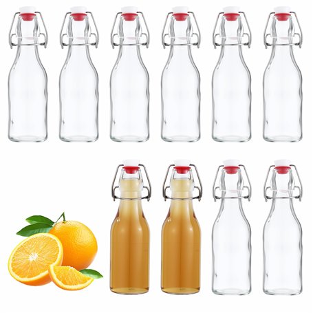 Lot de 10 Bouteille en Verre 250ml avec Bouchon Mécanique