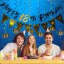 YUBBYSTU bannière Happy 18th Birthday - Banderole triangulaire pour décorations de fête d'anniversaire ＋18 ans anniversaire set 