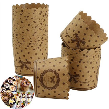Caissettes Cupcakes Papier Moules Gâteaux - Lot de 50 papier kraft avec nœud papillon pour muffins