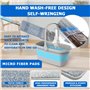 KENSHIRE Balai plat en aluminium de 400 mm de qualité supérieure avec seau pliable et 2 serpillères réutilisables en microfibre 