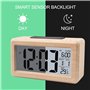Gvolatee Réveil Digital Lumineux en Bois, LCD Grand Ecran Horloge Numérique, Reveil Matin Numerique avec Affichage Date Températ