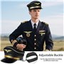 XFSRG Accessoires de Costume de Pilote Kit Costume de Capitaine avec Epaulettes Rayures Chapeau de Pilote Casquette Badge Lunett