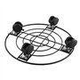 JEUIHAU Lot de 6 paniers de fleurs en métal de 27 cm avec roue de frein pivotante, porte plante a roulettes, support rond robust