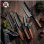 MITSUMOTO SAKARI Set Couteau Cuisine de 4, Set de Couteaux de Cuisine Forgés à La Main, Couteau Japonais en Acier à Haute Teneur