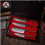 MITSUMOTO SAKARI Set Couteau Cuisine de 4, Set de Couteaux de Cuisine Forgés à La Main, Couteau Japonais en Acier à Haute Teneur