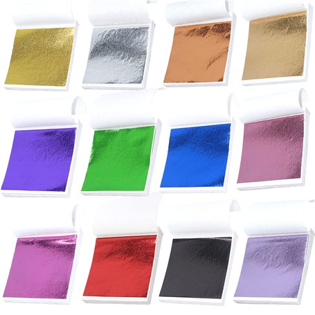 Honatrv 240 Pièces Feuilles de Feuille D'or D'Imitation Multicolore Feuille D'or Imitation Feuille pour la Décoration Artistique