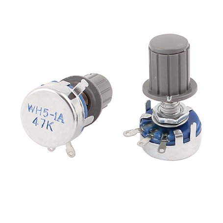 sourcing map 2 pièces WH5-1A 47K ohm Arbre Rond Carbone Linéaire Potentiomètre w Bouton sur